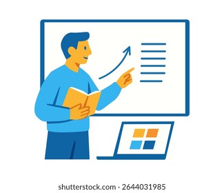 Teacher Man Presentation Board Education