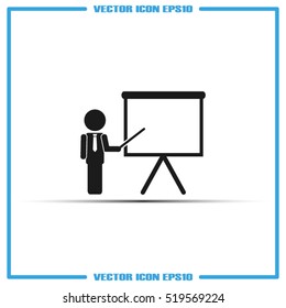 teacher or manager icon vector illustration eps10. Isolated badge presentation or lecture for website or app - stock infographics