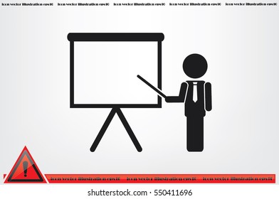 teacher or manager icon vector illustration eps10. Isolated badge presentation or lecture for website or app - stock infographics