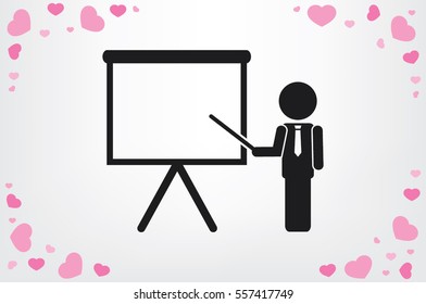 teacher or manager icon vector illustration eps10. Isolated badge presentation or lecture for website or app - stock infographics