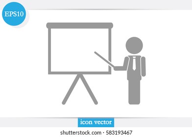 Icono del profesor o del gerente ilustración vectorial eps10. Presentación o conferencia de badge aislada para sitio web o aplicación - infografías de stock.