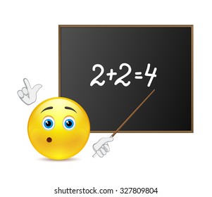 Teacher of mathematics around blackboard