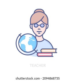 Teacher - modern colored line design style icon
