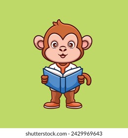 Teacher Monkey Cute Cartoon Illustration