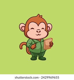 Teacher Monkey Cute Cartoon Illustration