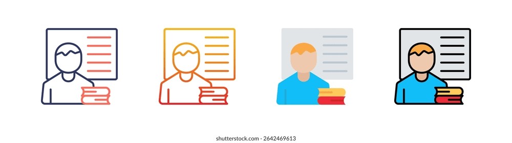 Teacher Multi Style Icon Set Vector
