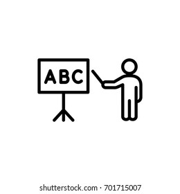 teacher near a blackboard line black icon