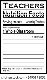 Teacher eps– Nutrition facts eps– Nutrition – School facts clipart – Nutritional Teacher label– eps, for cricut Digital Download