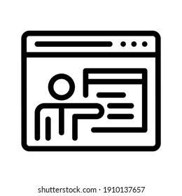 Lehrer online Symbol. Line-Vektorgrafik einzeln auf weißem Hintergrund.