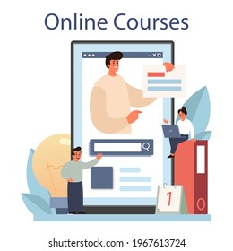 Teacher online service or platform. Profesor standing