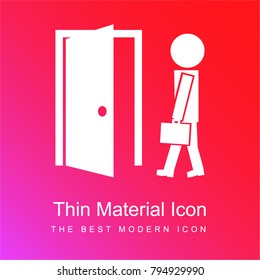 Teacher and open class door red and pink gradient material white icon minimal design