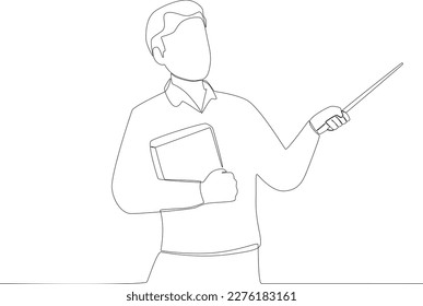 A teacher opens a debate session during a presentation. Teacher's day one line drawing
