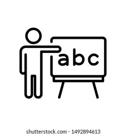 Teacher outline icon in black color