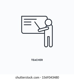 Teacher outline icon. Simple linear element illustration. Isolated line Teacher icon on white background. Thin stroke sign can be used for web, mobile and UI.