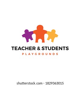 teacher parent student children logo vector icon illustration