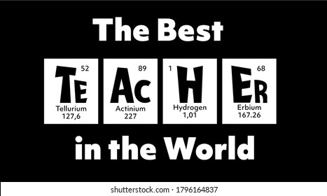 Teacher Periodic Table of elements Quote for School, College,University, back to school, first day at school, graduation gift. Inspirational quotation is Teacher, for science, biology, chemistry tutor