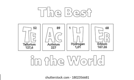 Teacher Periodic Table of elements Quote for School, College,University, back to school, first day at school, graduation gift. Inspirational quotation is Teacher, for science, biology, chemistry tutor