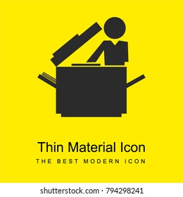 Teacher photocopying text material for class bright yellow material minimal icon or logo design