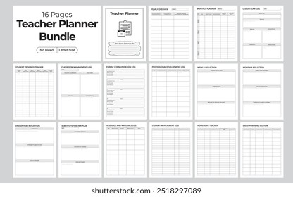 Teacher Planner Design Bundle vector illustration 