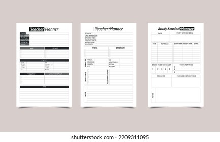 teacher planner KDP Interior design. Printable logbook