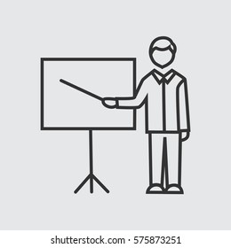 teacher with pointer at blackboard vector icon