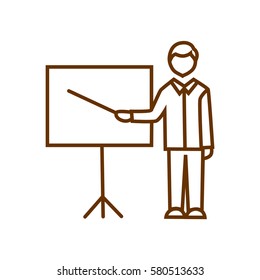 Teacher With Pointer At Blackboard Vector Icon