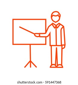 teacher with pointer at blackboard vector icon