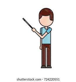 teacher with pointer showing lesson