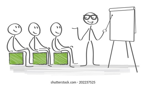 Teacher pointing to blackboard and explained