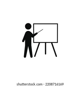 Teacher pointing blackboard icon vector graphics