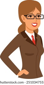 Teacher portrait. Young woman in glasses cartoon character