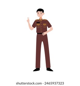 teacher pose in brown shirt teacher
