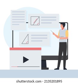Teacher present math with videos