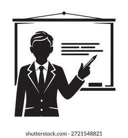 Tablero de presentación del profesor Silueta de Vector Diseño minimalista limpio