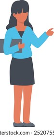 Carácter de la profesión del profesor con diseño plano de la historieta. Ilustración vectorial