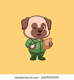 Teacher Pub Dog Cute Cartoon Illustration