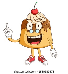 teacher of pudding custard cartoon character with funny smile face