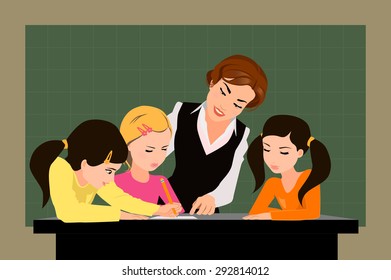 Teacher and pupils in the classroom