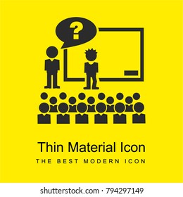Teacher question to the class bright yellow material minimal icon or logo design