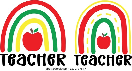 Teacher Rainbow School Teacher Designs Stock Vector (Royalty Free ...