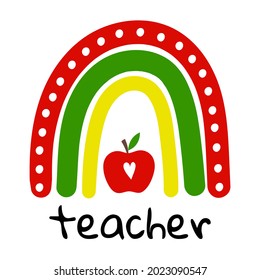 Teacher Rainbow School Rainbow Red Apple Stock Vector (Royalty Free ...