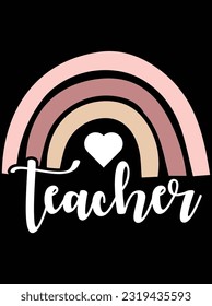 Teacher Diseño de arte vectorial Rainbow, archivo eps. archivo de diseño para camiseta. SVG, archivo de diseño de corte EPS