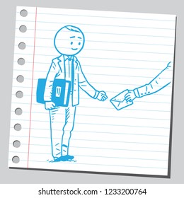Teacher receiving the envelope