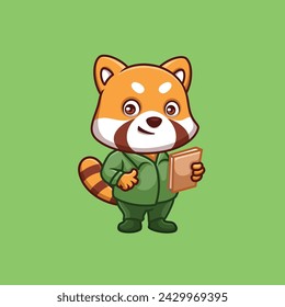 Teacher Red Panda Cute Cartoon Illustration