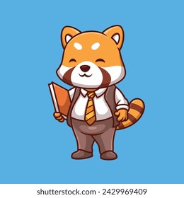 Teacher Red Panda Cute Cartoon Illustration