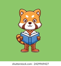 Teacher Red Panda Cute Cartoon Illustration