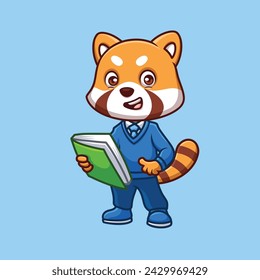 Teacher Red Panda Cute Cartoon Illustration