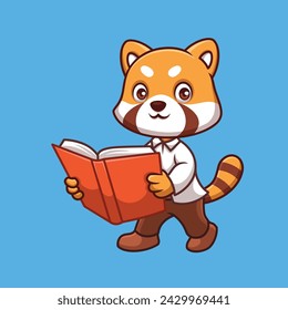 Teacher Red Panda Cute Cartoon Illustration