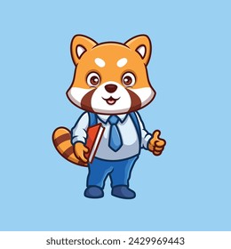 Teacher Red Panda Cute Cartoon Illustration