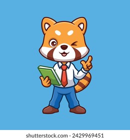 Teacher Red Panda Cute Cartoon Illustration